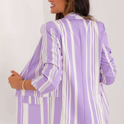 Chic Spring Striped Blazer With Three Quarter Sleeves - Très Elite