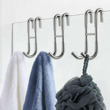 Chic Stainless Steel Shower Glass Door Hooks with Soft Silicone Grips - Pack of 2 - Très Elite