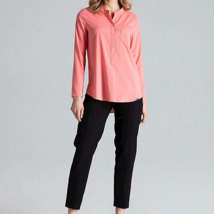 Chic Stand-Up Collar Snap Blouse for Timeless Elegance - Très Elite