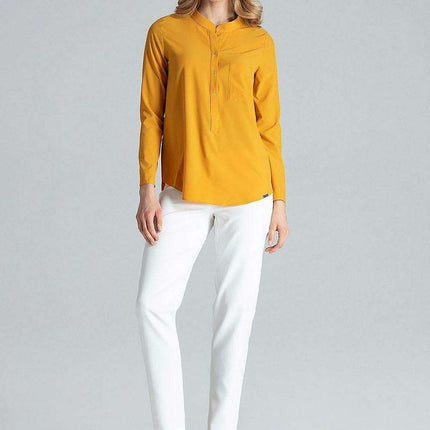 Chic Stand-Up Collar Snap Blouse for Timeless Elegance - Très Elite