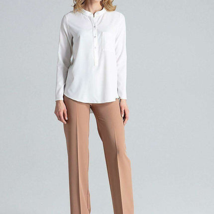 Chic Stand-Up Collar Snap Blouse for Timeless Elegance - Très Elite