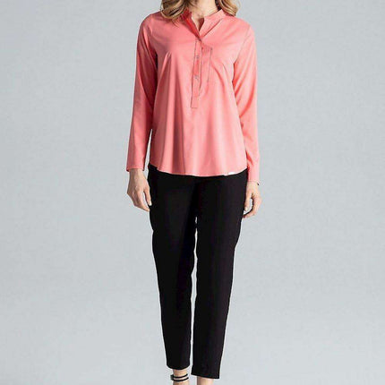 Chic Stand-Up Collar Snap Blouse for Timeless Elegance - Très Elite