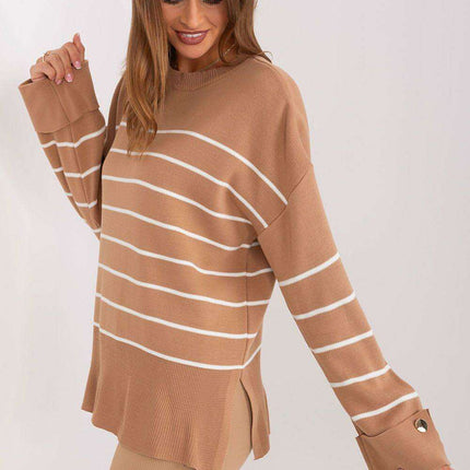 Chic Striped Button-Up Sweater for Effortless Elegance - Très Elite