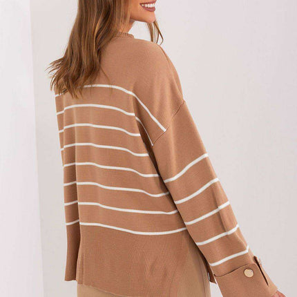 Chic Striped Button-Up Sweater for Effortless Elegance - Très Elite