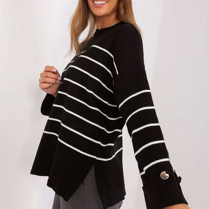 Chic Striped Button-Up Sweater for Effortless Elegance - Très Elite