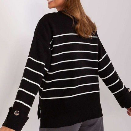Chic Striped Button-Up Sweater for Effortless Elegance - Très Elite