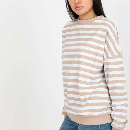 Chic Striped Cotton Sweater Round Neck Women Parisian - Très Elite