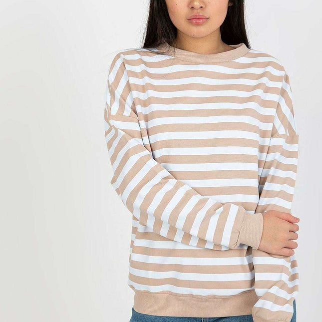 Chic Striped Cotton Sweater Round Neck Women Parisian