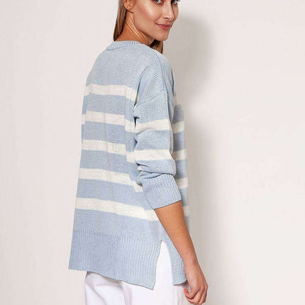 Chic Striped Long Sleeve Jumper with Round Neck - Très Elite