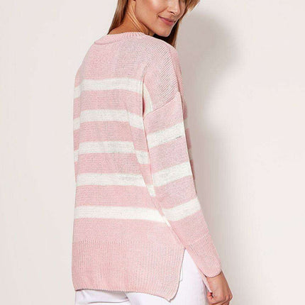 Chic Striped Long Sleeve Jumper with Round Neck - Très Elite