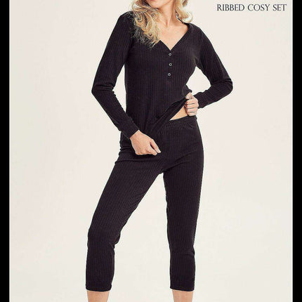 Chic Striped Lounge Knit Pajama Ensemble