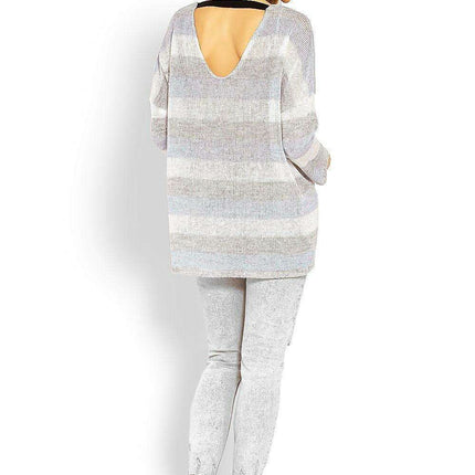 Chic Striped Maternity Sweater with Unique Neckline - Très Elite