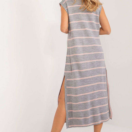 Chic Striped Midi Dress with Romantic Heart Neckline for Everyday Elegance - Très Elite