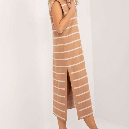 Chic Striped Midi Dress with Romantic Heart Neckline for Everyday Elegance - Très Elite
