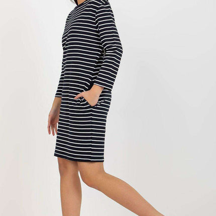 Chic Striped Paris Day Dress Soft Cotton Spandex Fit - Très Elite
