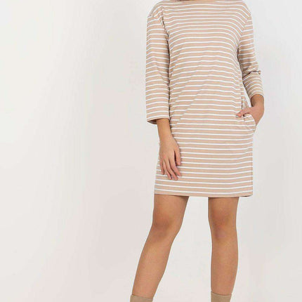 Chic Striped Paris Day Dress Soft Cotton Spandex Fit - Très Elite