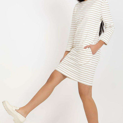 Chic Striped Paris Day Dress Soft Cotton Spandex Fit - Très Elite