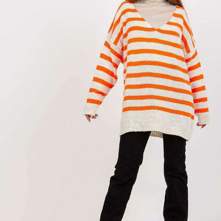 Chic Striped V-Neck Sweater for Women - Très Elite