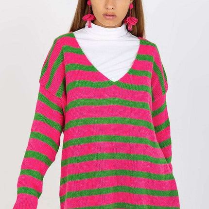 Chic Striped V-Neck Sweater for Women - Très Elite