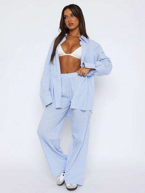 Chic Striped Wide-Leg Pants - Stylish Everyday Comfort - Très Elite