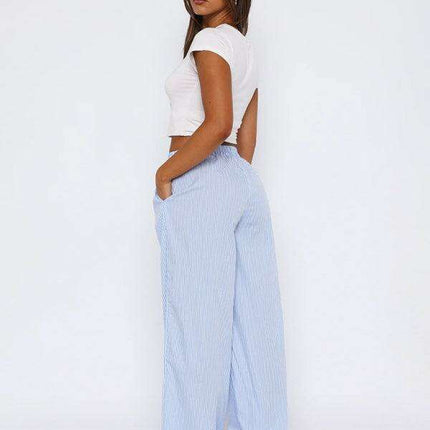 Chic Striped Wide-Leg Pants - Stylish Everyday Comfort - Très Elite