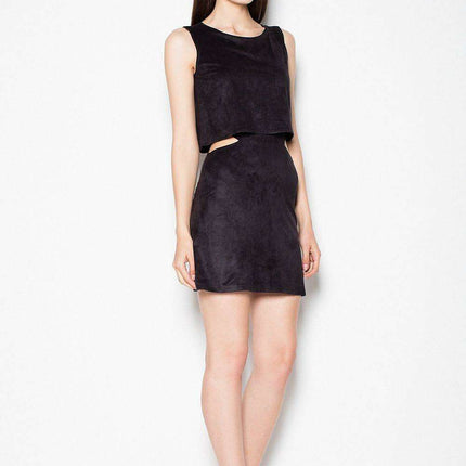 Chic Suede Day Dress with Unique Waist Cut-Out Design - Très Elite