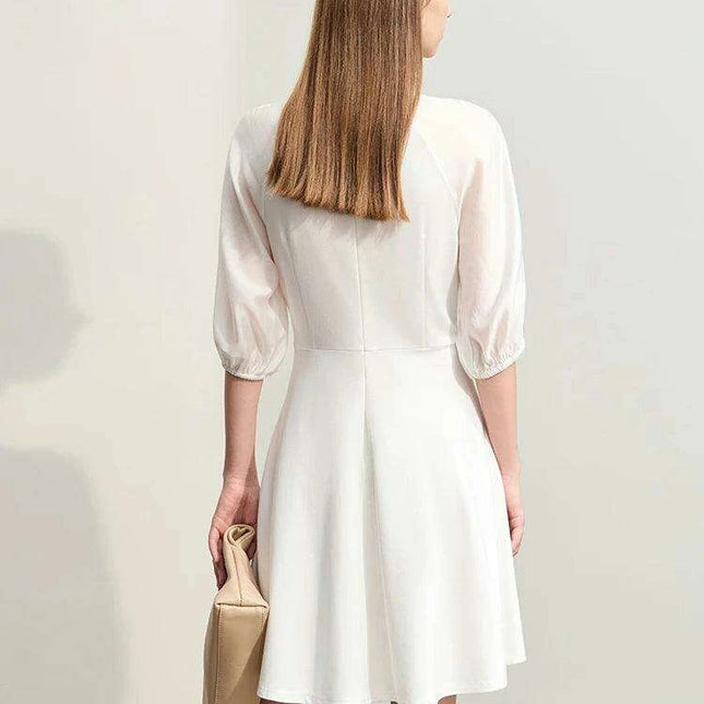 Chic Summer A-Line Dress with Stylish Spliced Shoulder Sleeves