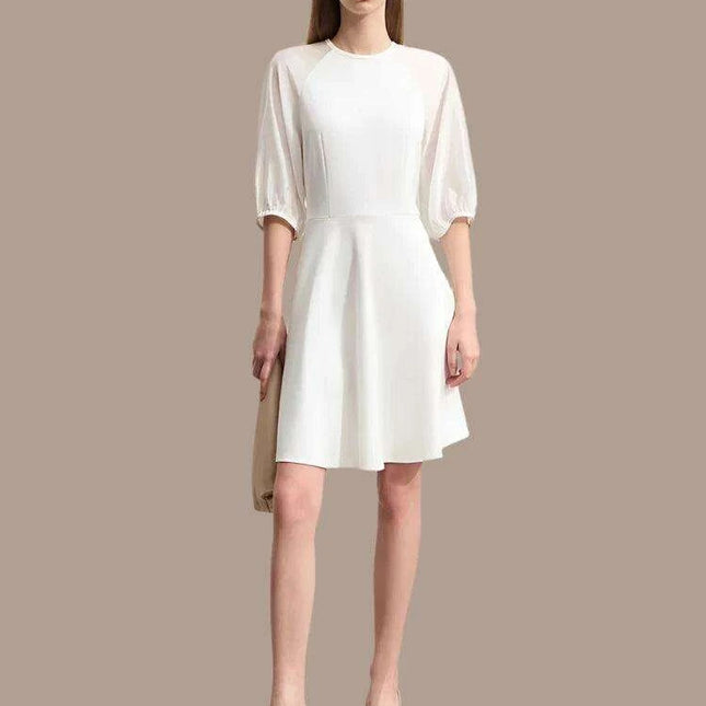 Chic Summer A-Line Dress with Stylish Spliced Shoulder Sleeves