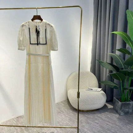 Chic Summer A-linen Sweetheart Lace Puff-sleeve Dress for Women - Très Elite