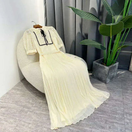 Chic Summer A-linen Sweetheart Lace Puff-sleeve Dress for Women - Très Elite