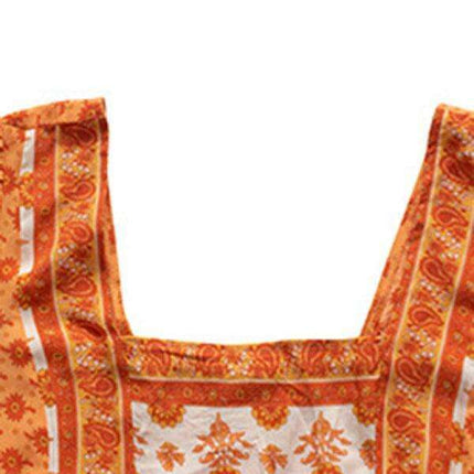 Chic Summer Bohemian Midi Dress with Square Neck - Très Elite