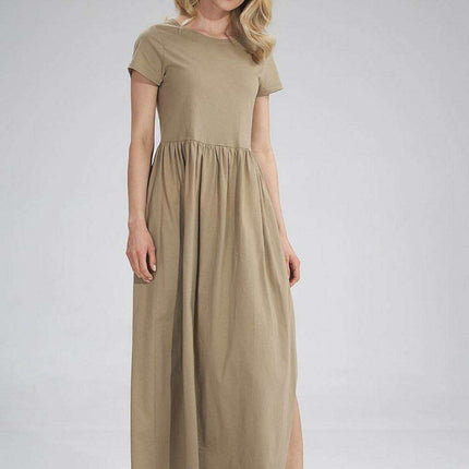 Chic Summer Cotton Maxi Dress with Graceful Side Slit