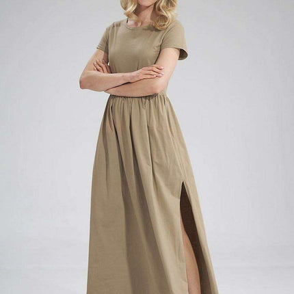 Chic Summer Cotton Maxi Dress with Graceful Side Slit - Très Elite