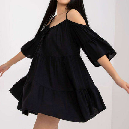 Chic Summer Frill Dress with Adjustable Neckline - Très Elite