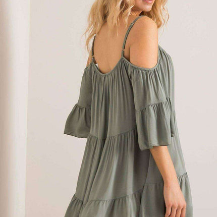 Chic Summer Frill Dress with Adjustable Neckline - Très Elite