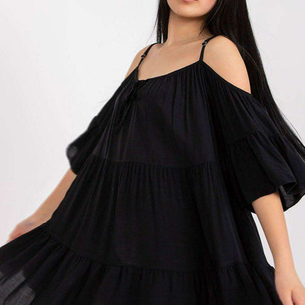 Chic Summer Frill Dress with Adjustable Neckline - Très Elite