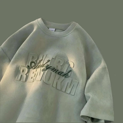 Chic Summer Heavy Suede Loose-Fit T-Shirt for Men and Women with 3D Letter Design - Trendy Y2K Style - Très Elite