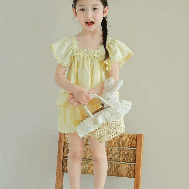 Chic Summer Lace Top and Shorts Set for Girls - Fashionable Casual Outfit