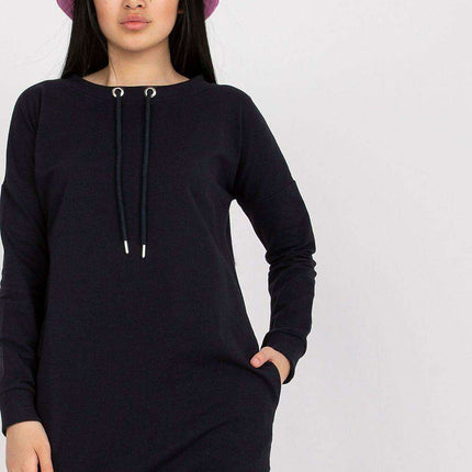 Chic Sweatshirt Dress with Adjustable Tie and Convenient Pockets - Très Elite