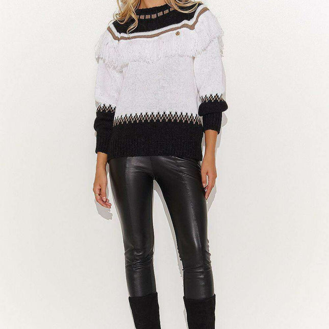 Chic Tassel-Embellished Cappuccino Sweater