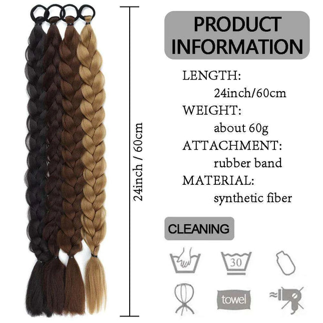 Chic Transformation: 24-Inch Long Twist Braid Ponytail Extensions for Effortless Elegance