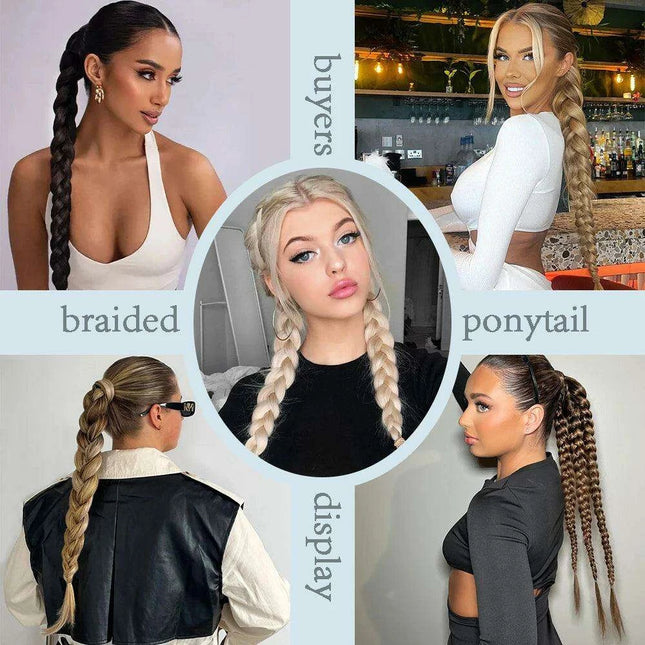 Chic Transformation: 24-Inch Long Twist Braid Ponytail Extensions for Effortless Elegance