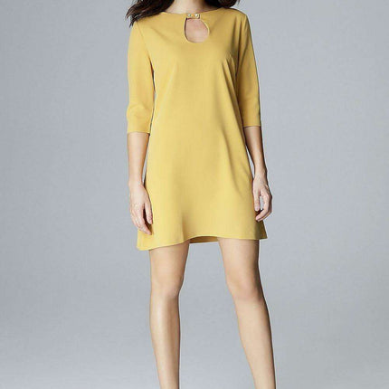 Chic Trapezoidal Sleeve Daydress with Stylish Clasp - Très Elite