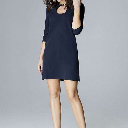 Chic Trapezoidal Sleeve Daydress with Stylish Clasp - Très Elite
