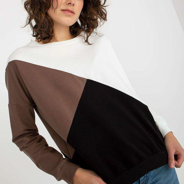 Chic Tri-Color Cotton Blend Pullover