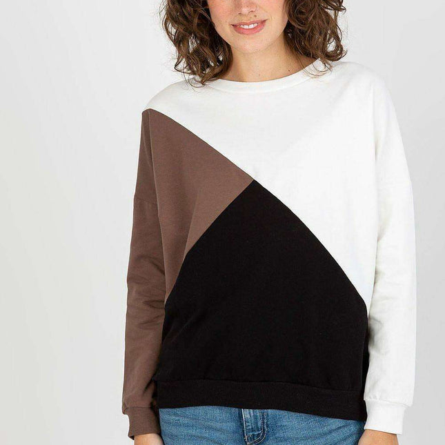 Chic Tri-Color Cotton Blend Pullover