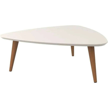 Chic Triangular White Gloss Coffee Table Set for Contemporary Living and Dining Areas - Très Elite
