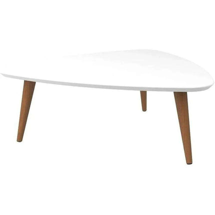 Chic Triangular White Gloss Coffee Table Set for Contemporary Living and Dining Areas - Très Elite