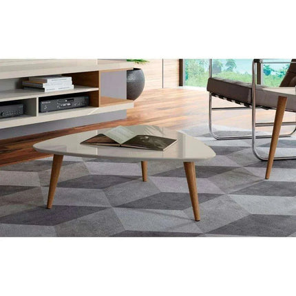 Chic Triangular White Gloss Coffee Table Set for Contemporary Living and Dining Areas - Très Elite