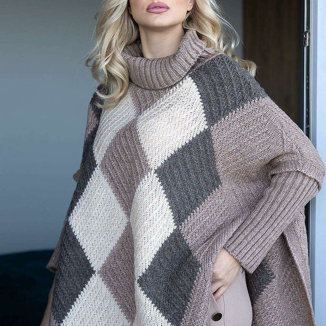 Chic Turtleneck Poncho Sweater for Ultimate Comfort